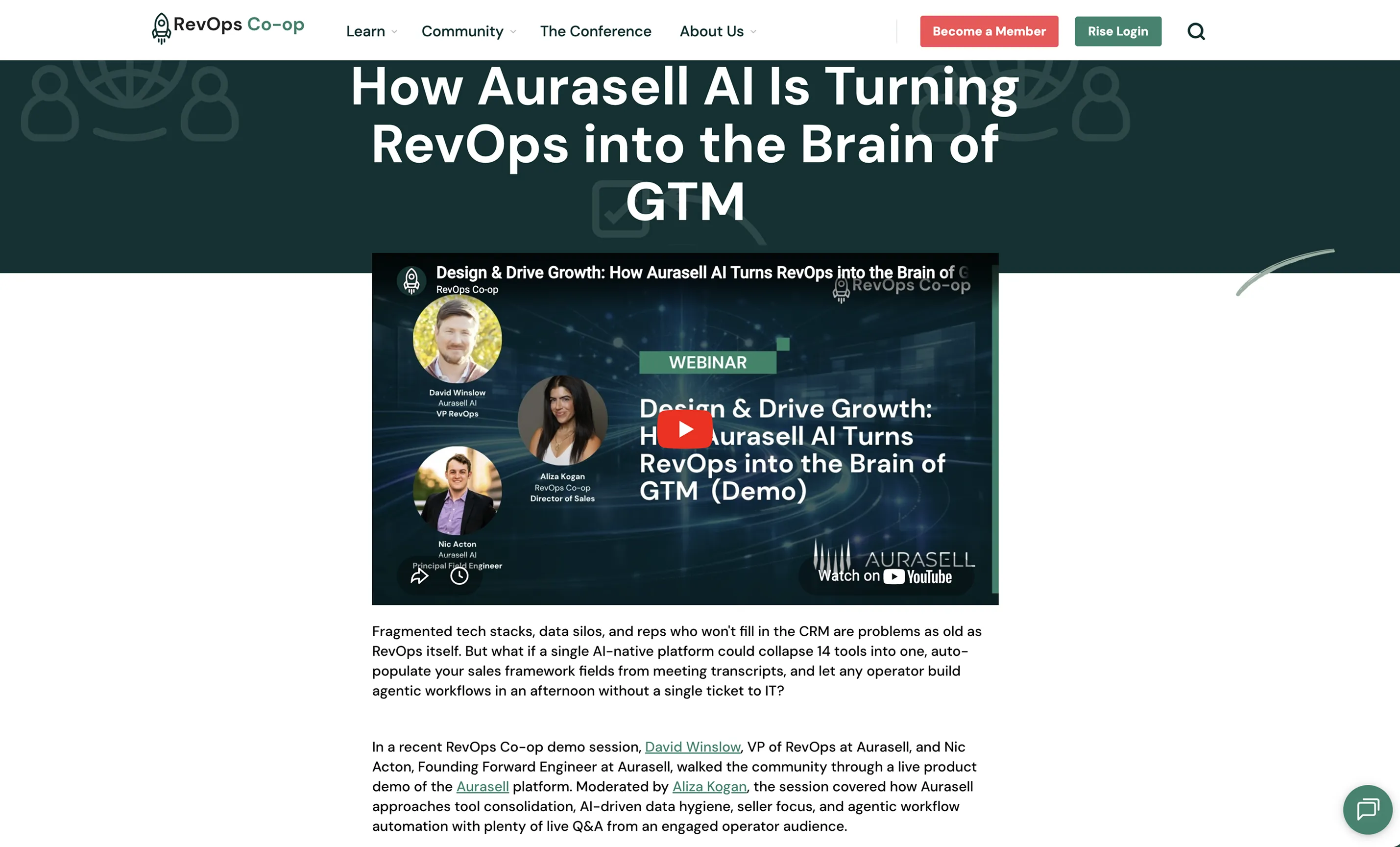 Webinar recording with AI-generated write-up published on revopscoop.com